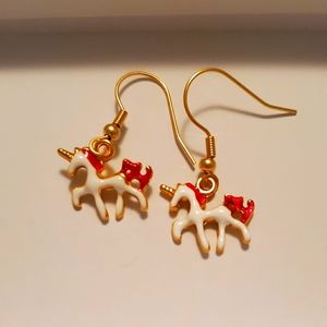 2/$10 💕 Red/White Unicorn Earrings